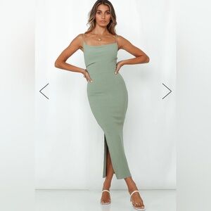 Rooftop Martinis for Two Midi Dress Sage